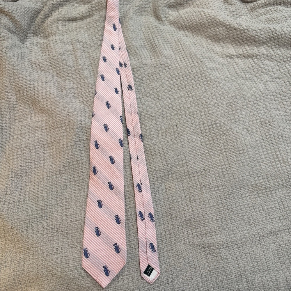 Mark Pendleton Necktie Pink Stripe Pattern Golf Caddy Silk Neck Tie 58x3.25"
